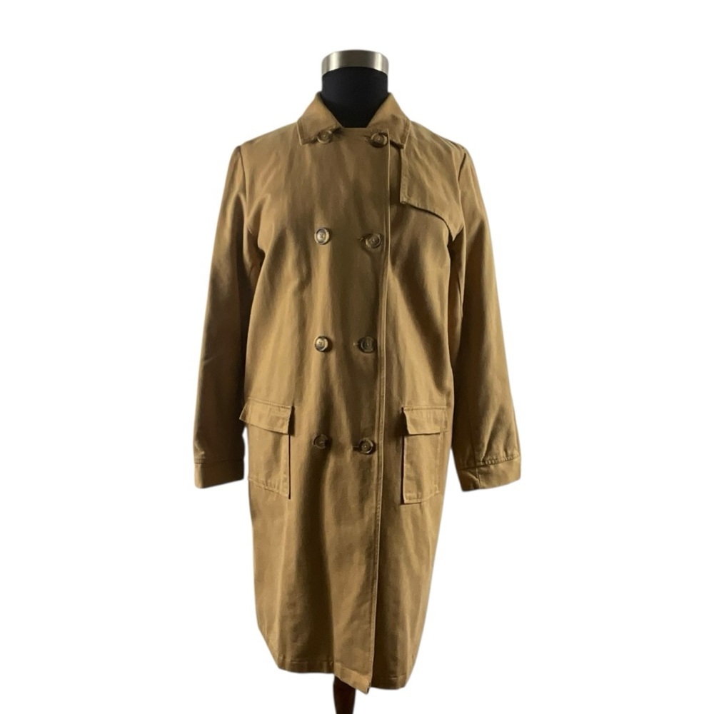 Denim&‎ Co Tan Dark Khaki Double-Breasted Trench Coat